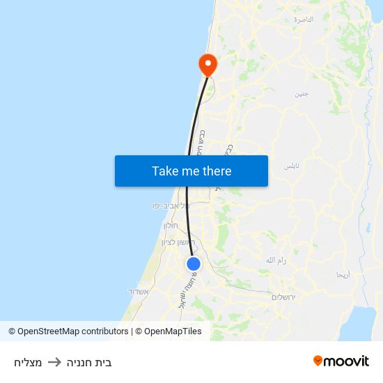 מצליח to בית חנניה map