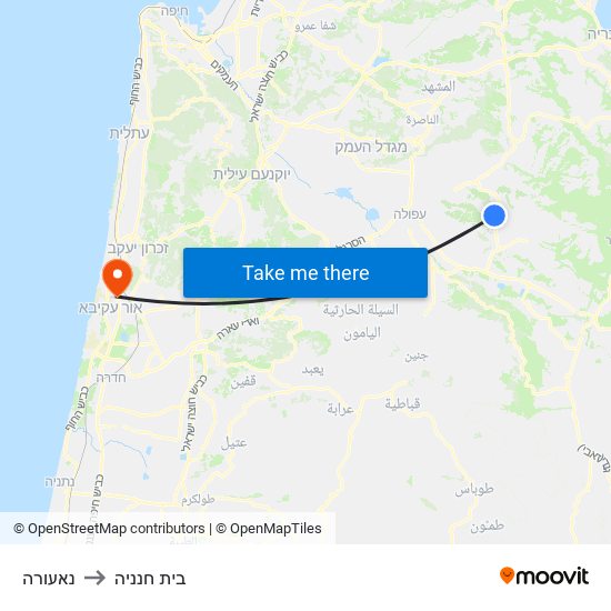 נאעורה to בית חנניה map