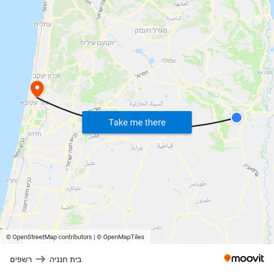 רשפים to בית חנניה map