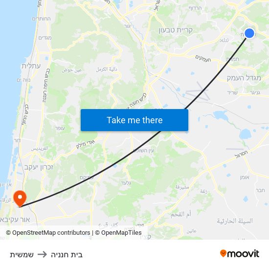 שמשית to בית חנניה map