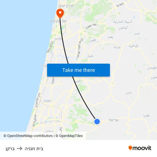 ברקן to בית חנניה map