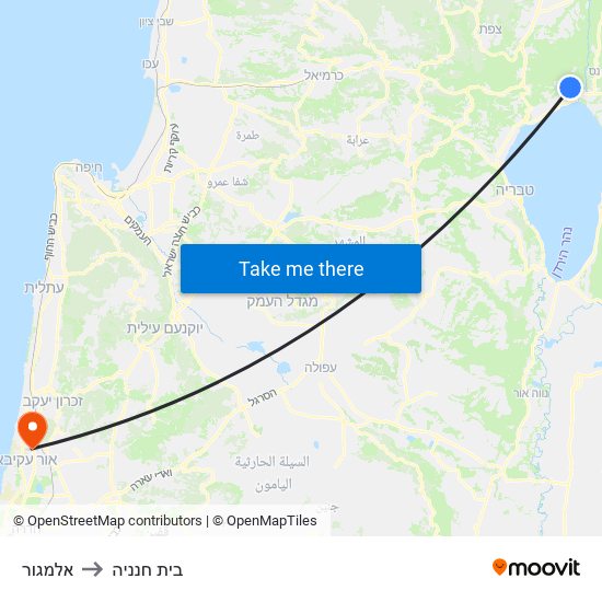 אלמגור to בית חנניה map