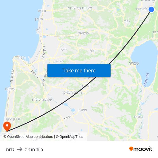 גדות to בית חנניה map