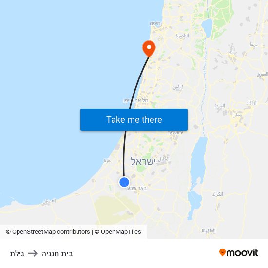 גילת to בית חנניה map