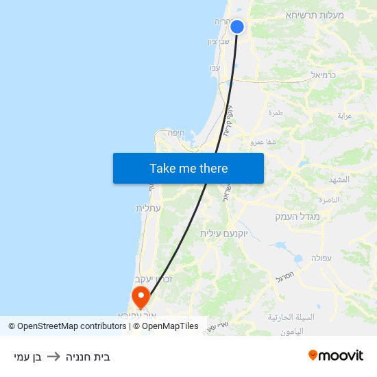 בן עמי to בית חנניה map