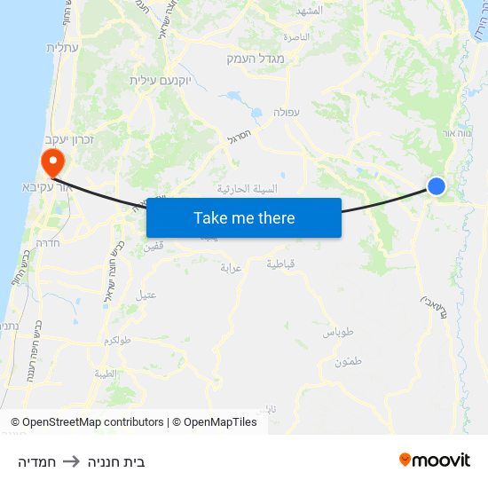 חמדיה to בית חנניה map