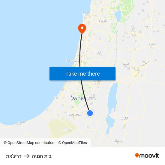 דריג'את to בית חנניה map