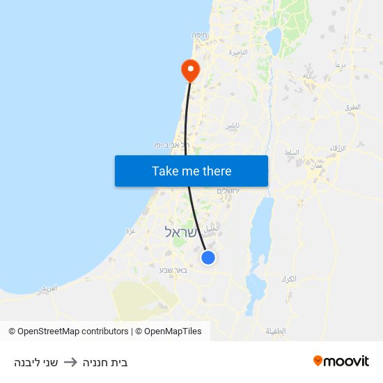 שני ליבנה to בית חנניה map