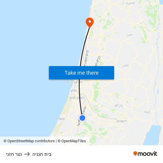 נצר חזני to בית חנניה map