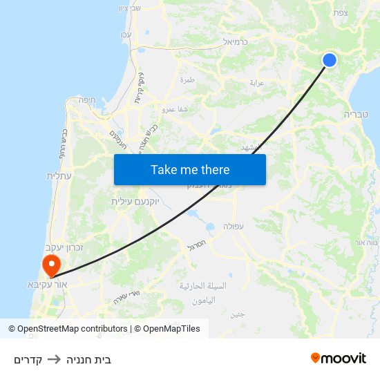 קדרים to בית חנניה map