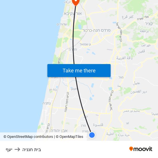 יעף to בית חנניה map