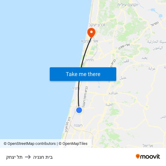 תל יצחק to בית חנניה map