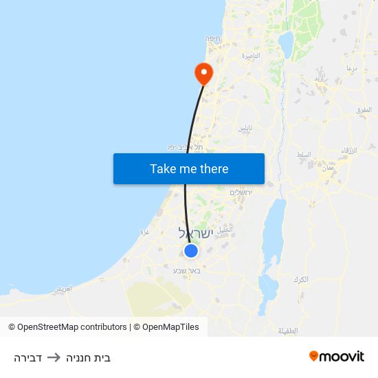 דבירה to בית חנניה map