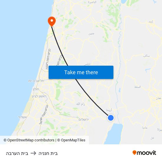 בית הערבה to בית חנניה map