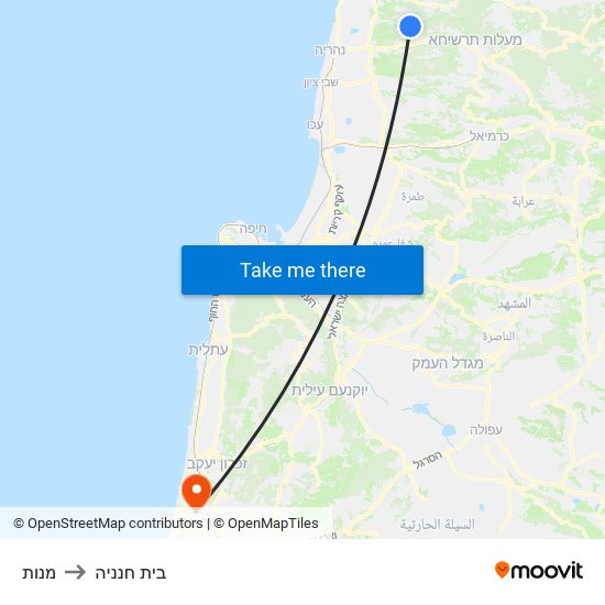 מנות to בית חנניה map