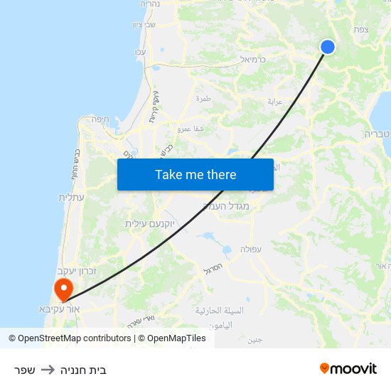 שפר to בית חנניה map