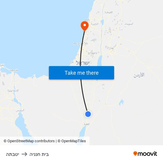 יטבתה to בית חנניה map