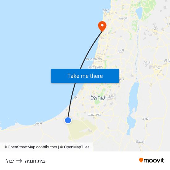 יבול to בית חנניה map