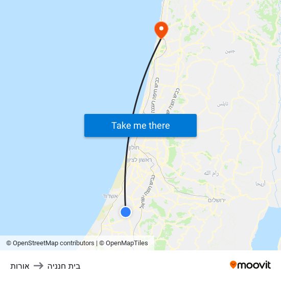 אורות to בית חנניה map