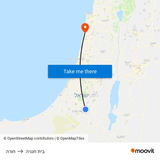 חורה to בית חנניה map