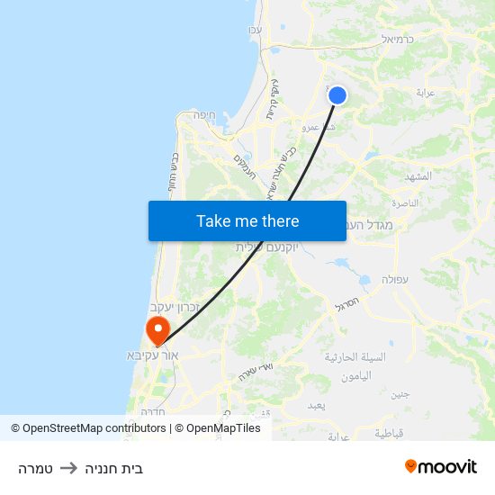 טמרה to בית חנניה map