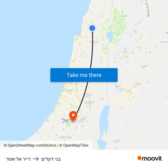 דייר אל-אסד to בני דקלים map