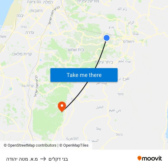 מ.א. מטה יהודה to בני דקלים map