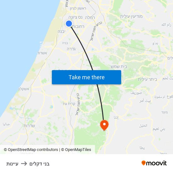 עיינות to בני דקלים map