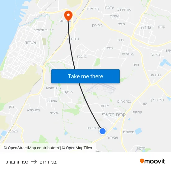 כפר ורבורג to בני דרום map