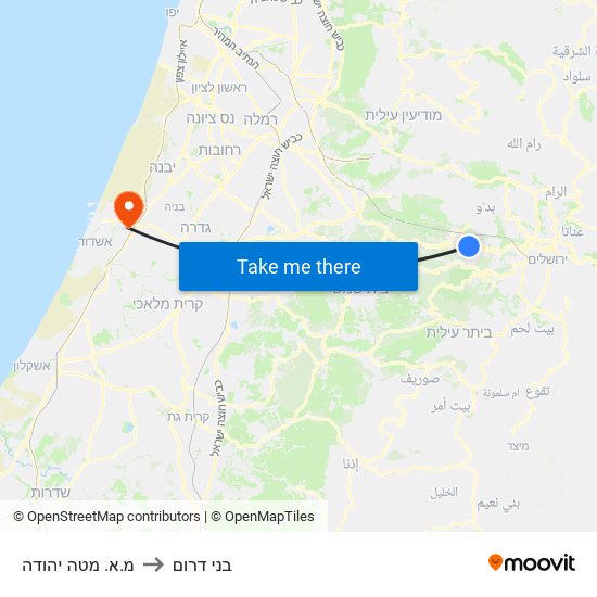 מ.א. מטה יהודה to בני דרום map