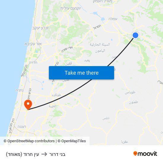 עין חרוד (מאוחד) to בני דרור map