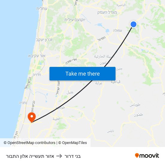 אזור תעשייה אלון התבור to בני דרור map