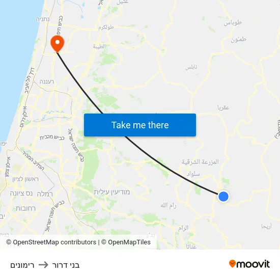 רימונים to בני דרור map