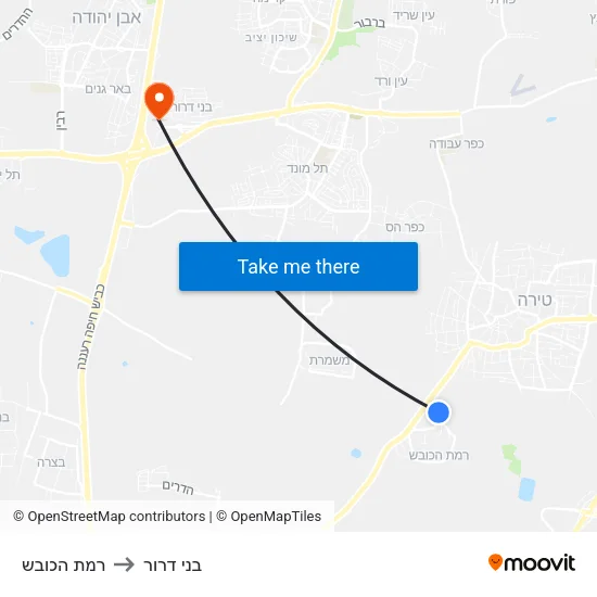רמת הכובש to בני דרור map