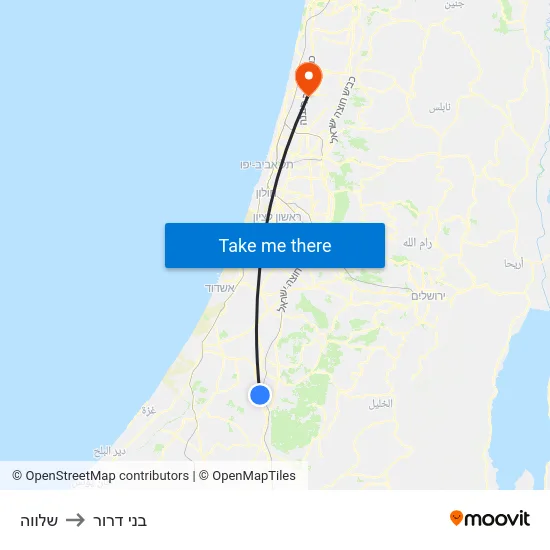 שלווה to בני דרור map