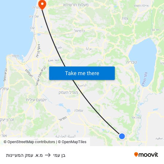 מ.א. עמק המעיינות to בן עמי map