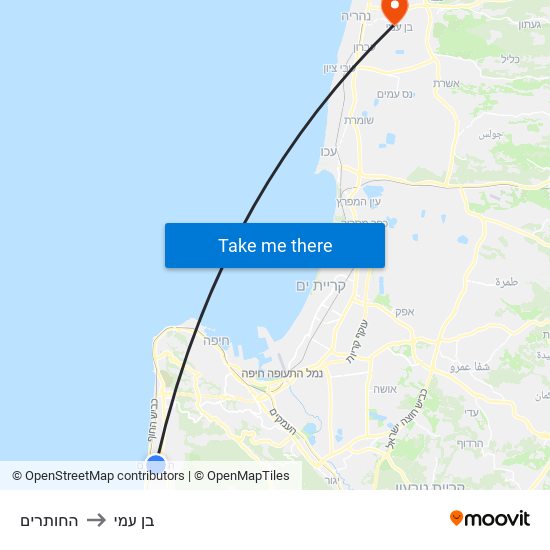 החותרים to בן עמי map