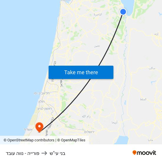 פורייה - נווה עובד to בני עי"ש map