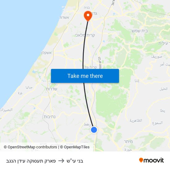 פארק תעסוקה עידן הנגב to בני עי"ש map