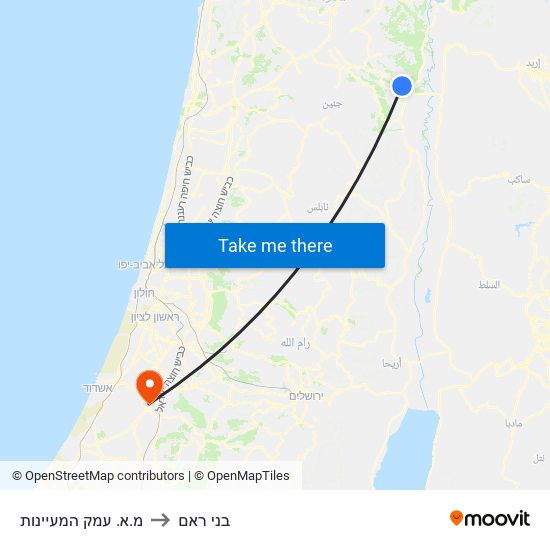 מ.א. עמק המעיינות to בני ראם map