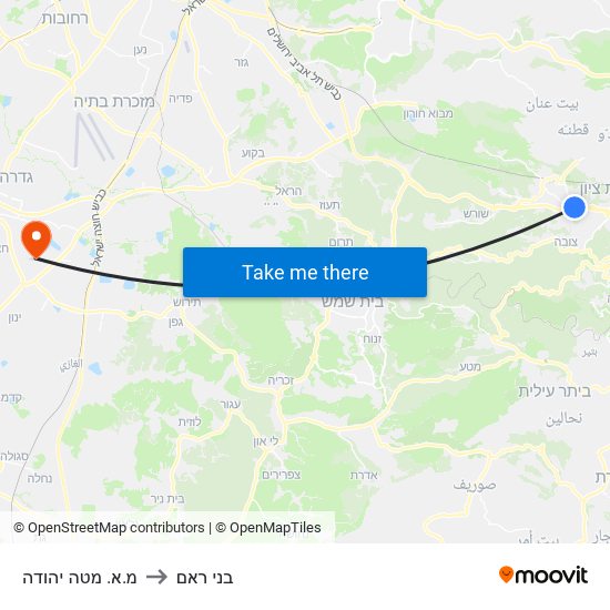 מ.א. מטה יהודה to בני ראם map