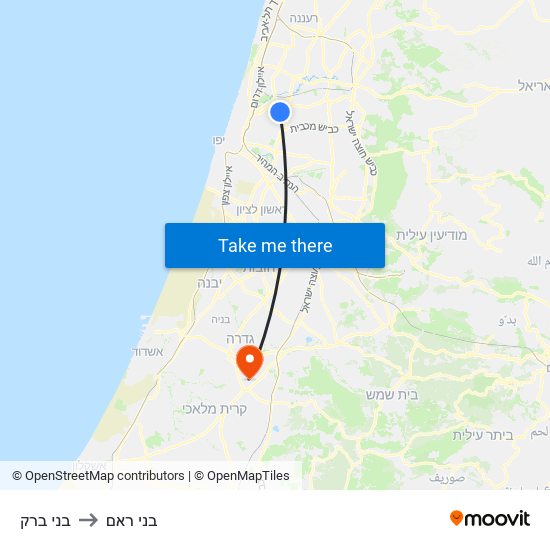 בני ברק to בני ראם map