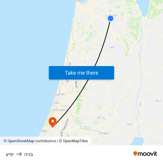 יפיע to בניה map