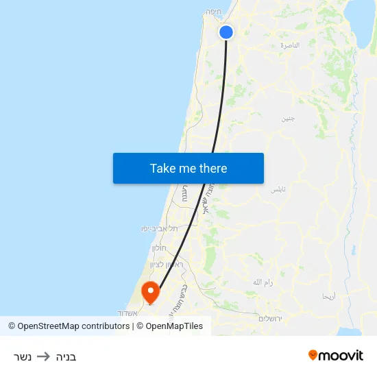 נשר to בניה map