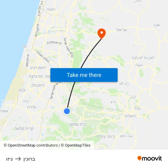 גיזו to ברוכין map