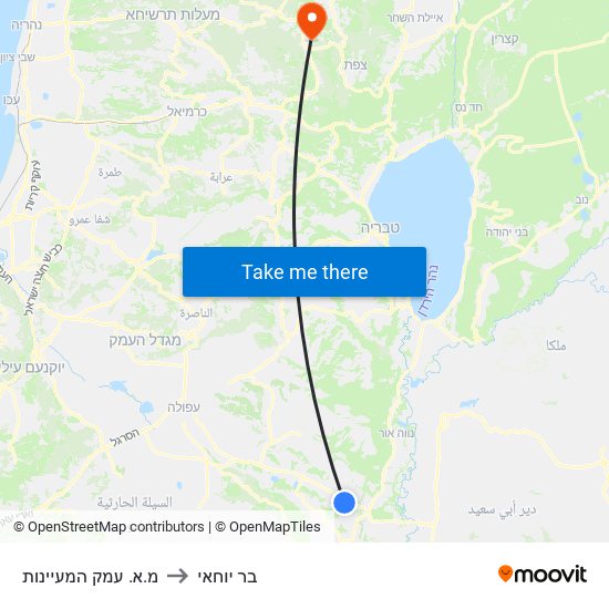 מ.א. עמק המעיינות to בר יוחאי map