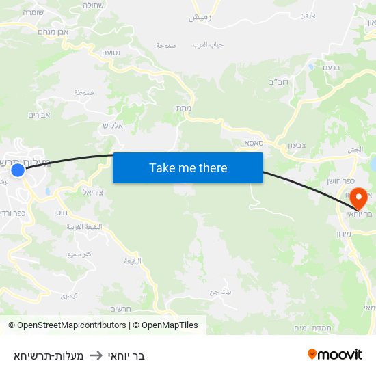 מעלות-תרשיחא to בר יוחאי map