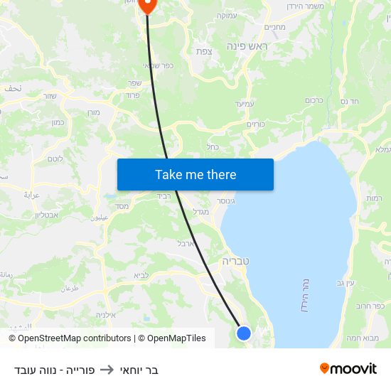 פורייה - נווה עובד to בר יוחאי map