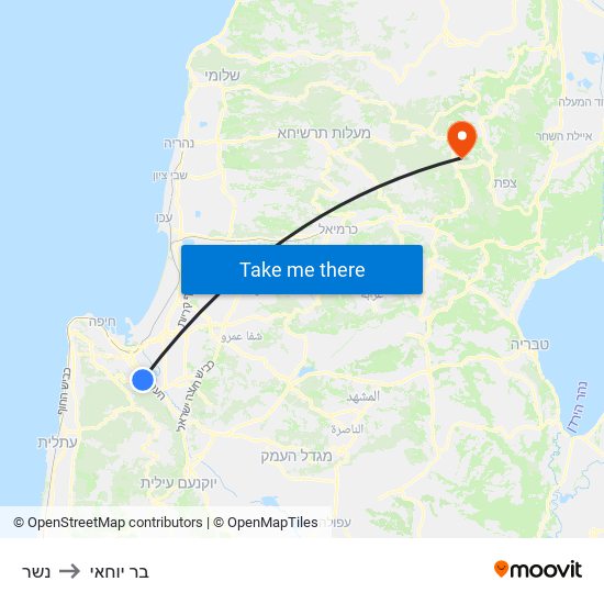נשר to בר יוחאי map