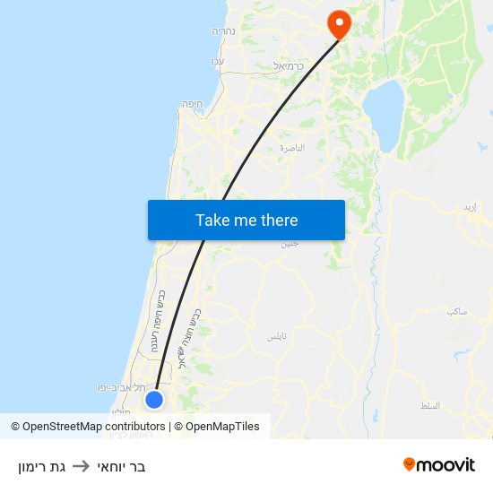 גת רימון to בר יוחאי map